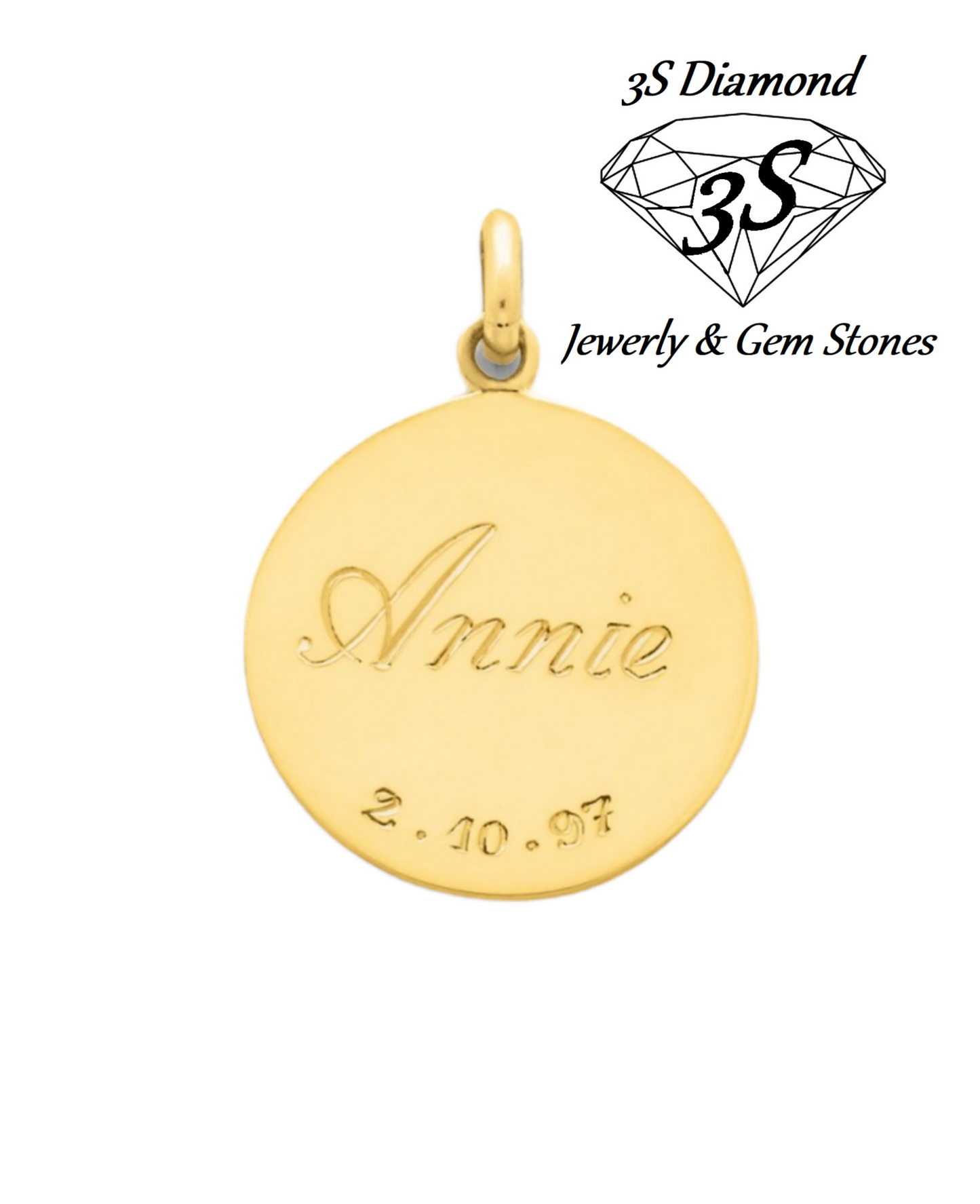 pendente personalizzato oro 18k  rotondo 2cm