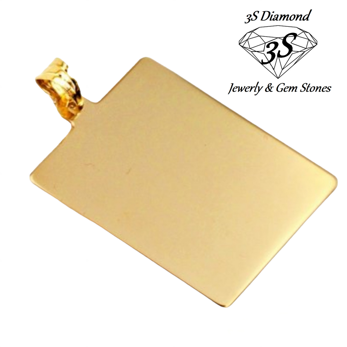 pendente personalizzato in oro giallo 18k quadrato da incidere