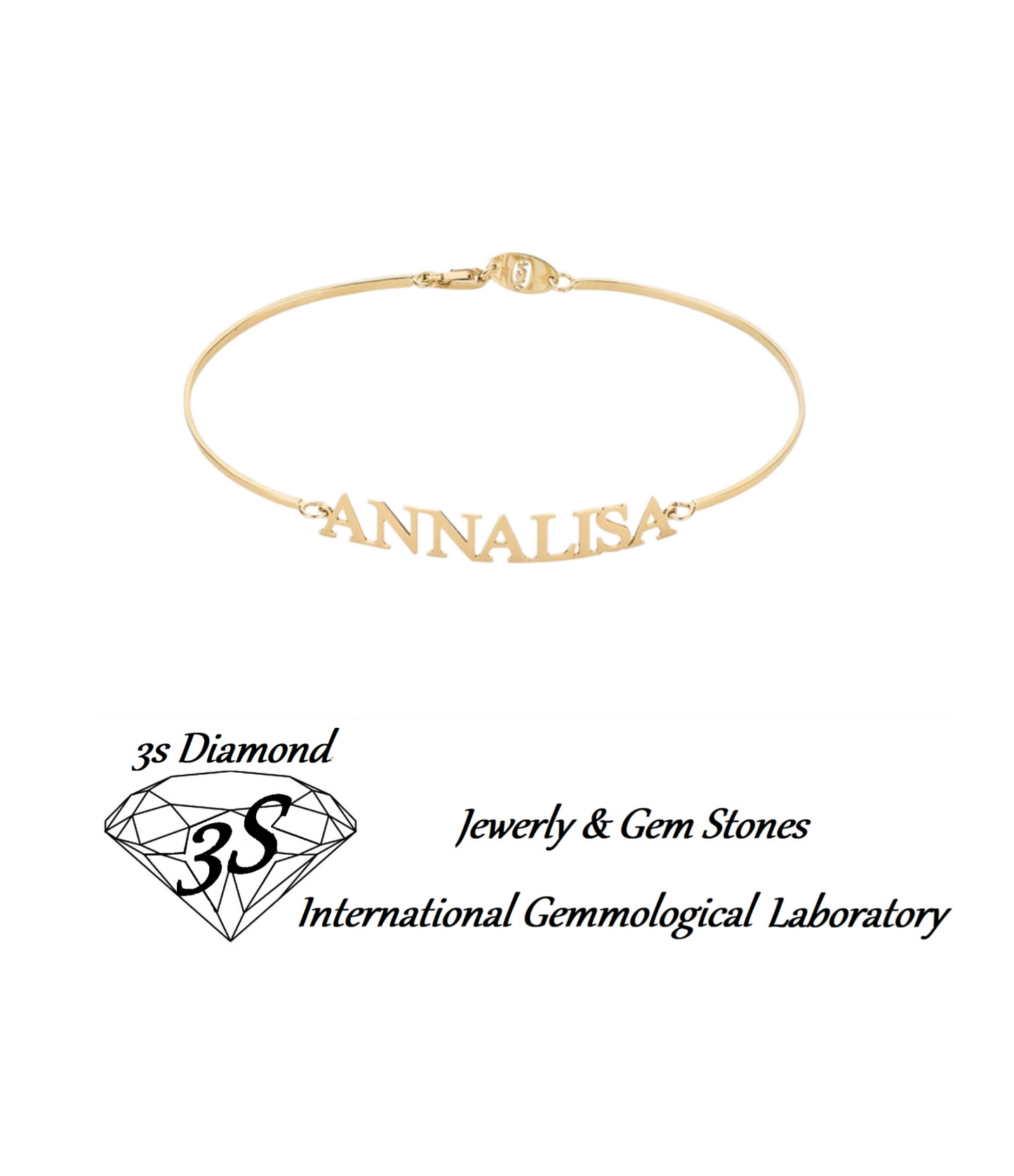 bracciale rigido personalizzato in oro bianco 18k 750