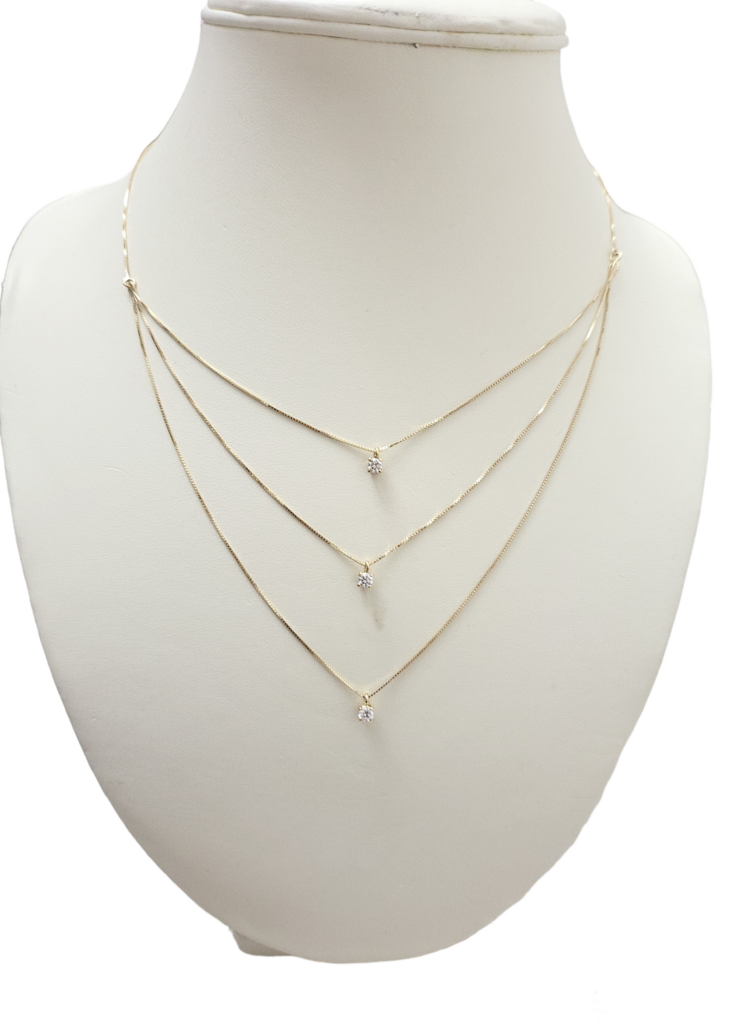 collana trilogy in oro giallo 18k e in 3 fila con 3 diamanti naturali 0,30ct