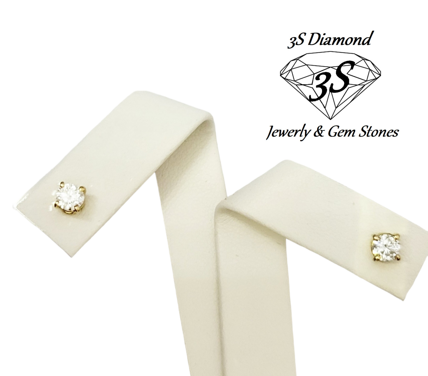 orecchini punto luce in oro giallo 18k e 2 diamanti naturali  0,45ct