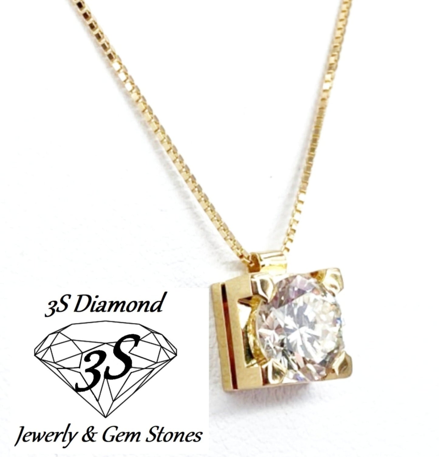 ciondolo  punto luce quadrato in oro bianco 18k e diamanti naturale  0,10 ct