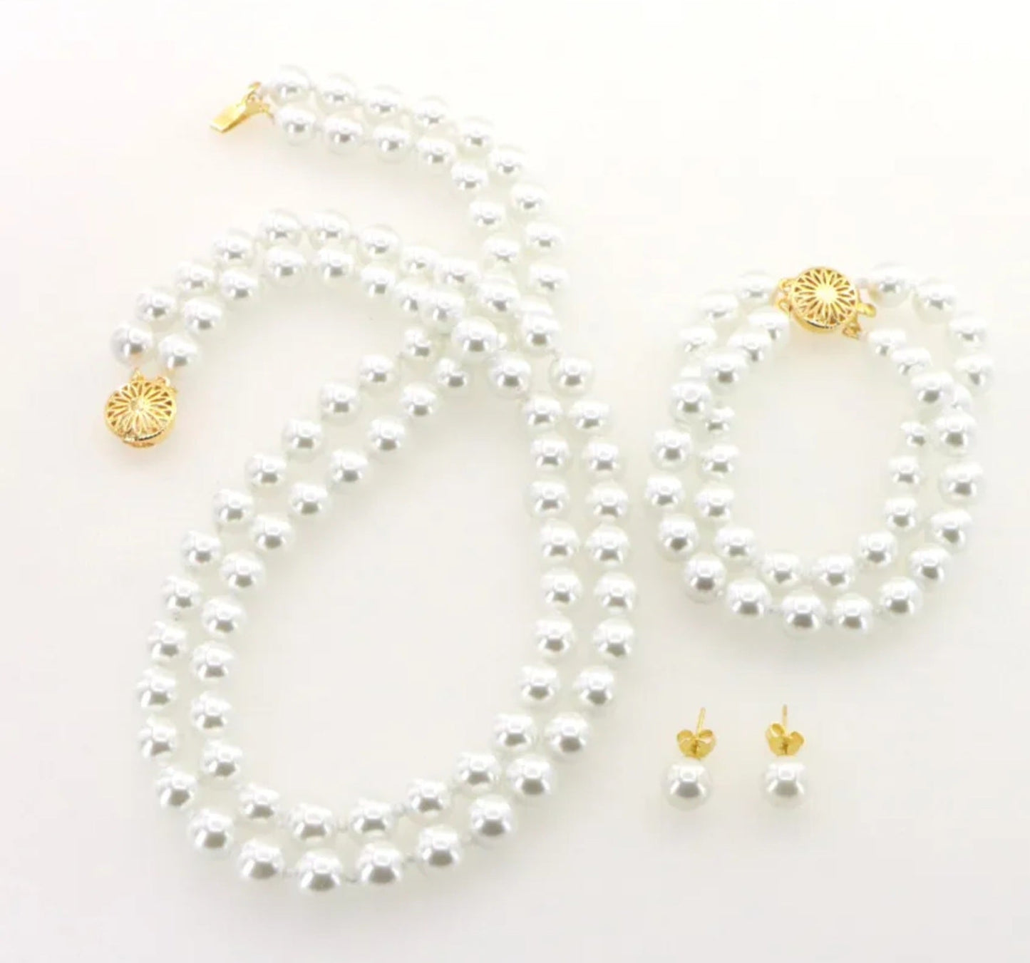 set completo di perla naturale australiana bianca in oro 18k 750 collana bracciale e orecchino