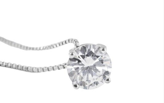 ciondolo punto luce certificato HRD in oro bianco diamante naturale  0,31 ct