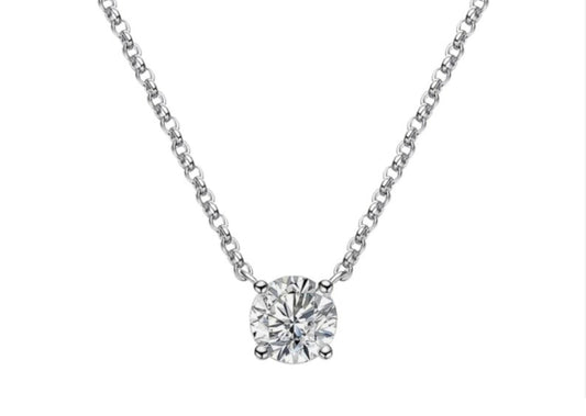 ciondolo punto luce certificato HRD in oro bianco e diamante naturale  0,39ct
