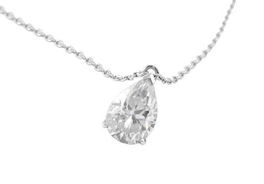 ciondolo punto luce taglio  gocce certificato HRD in  oro bianco e diamante naturale 0,20ct