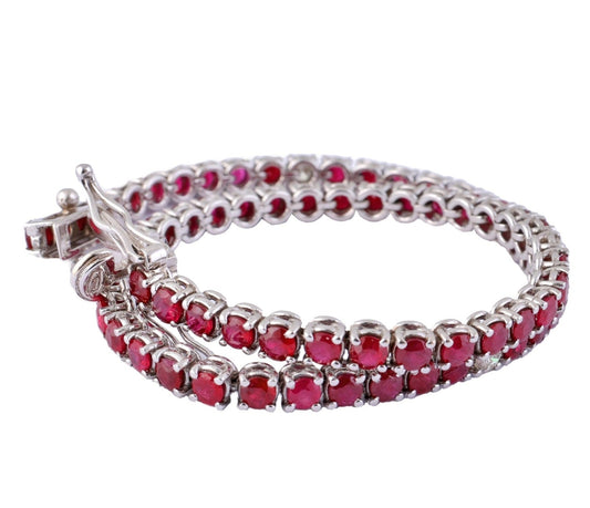 (Copia) Bracciale - 18 carati Oro bianco - 6.68ct. tw. Rubino - Diamante