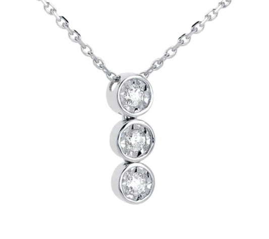 ciondolo trilogy in oro bianco 18k e 3 diamanti naturali 0,60ct