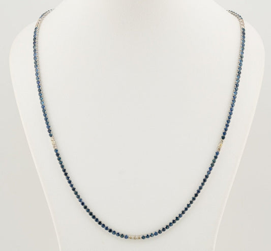 Collana - 18 carati Oro bianco - 10.16ct. tw. Zaffiro - Diamante naturale