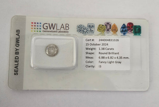 Diamante naturale certificato 1.38ct