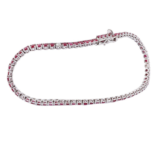 (Copia) Bracciale - 18 carati Oro bianco - 6.68ct. tw. Rubino - Diamante