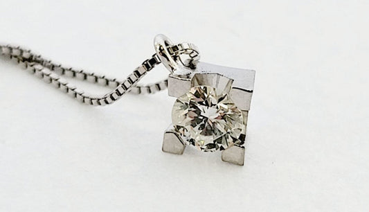 Collana con ciondolo -18 carati Oro bianco Diamante (Naturale) - Diamante 0.30ct