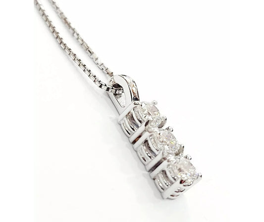 collana trilogy in oro bianco 18k e 3 diamante naturale 0,30ct