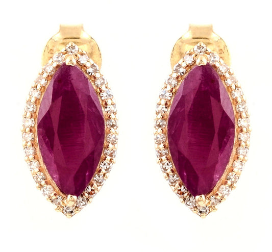 Orecchini - 18carati Oro giallo - 2.27ct. tw. Rubino - Diamante