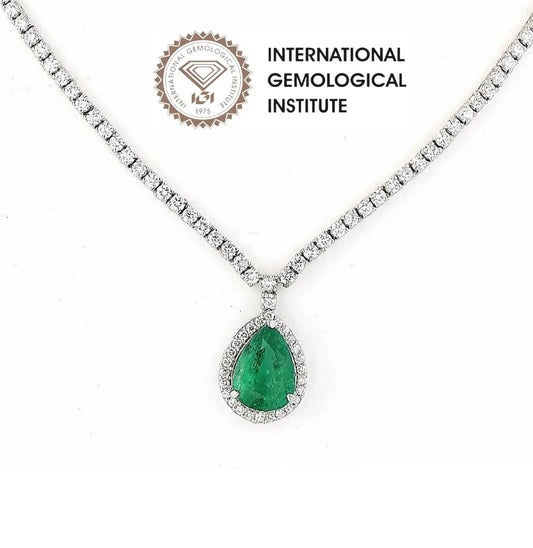 Collana tennis in oro e smeraldo e diamanti naturali 8.44 ct