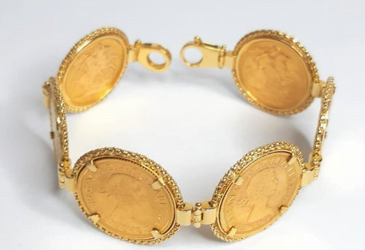 Bracciale in oro giallo con 6 sterline oro 22k