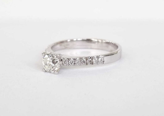 Anello fidanzamento in oro bianco 18k e diamanti naturali certificato igi 1.00ct
